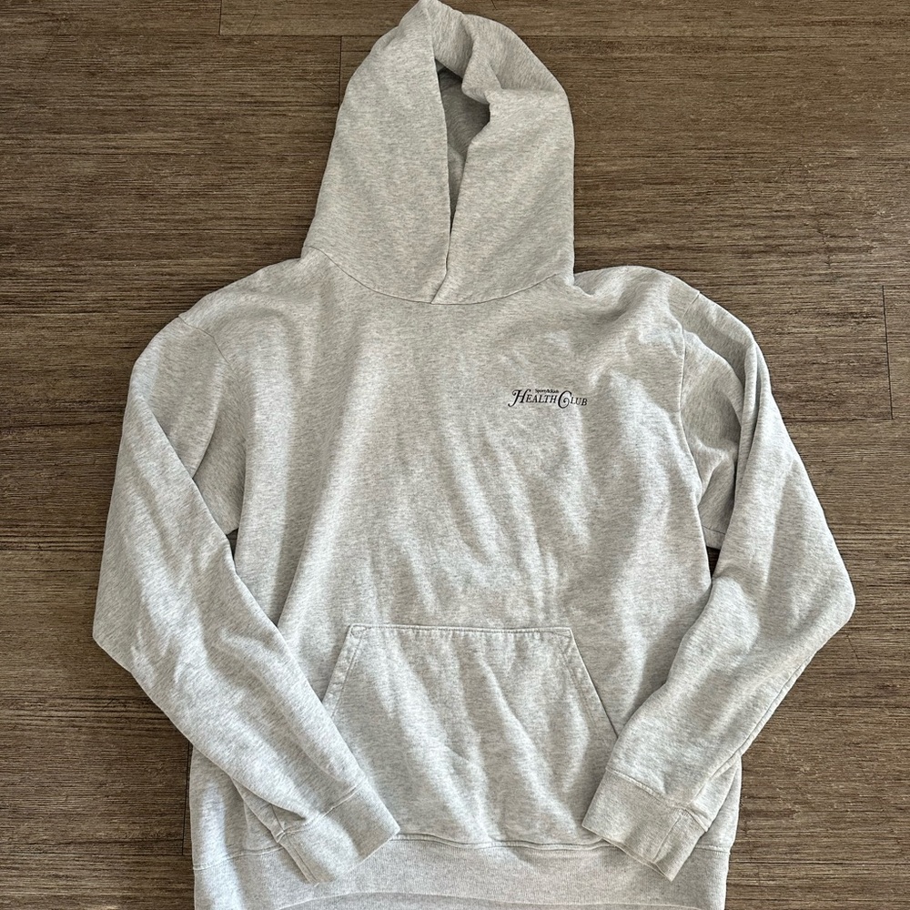 Sporty & Rich Heather Gray Hoodie with Small Chest Logo